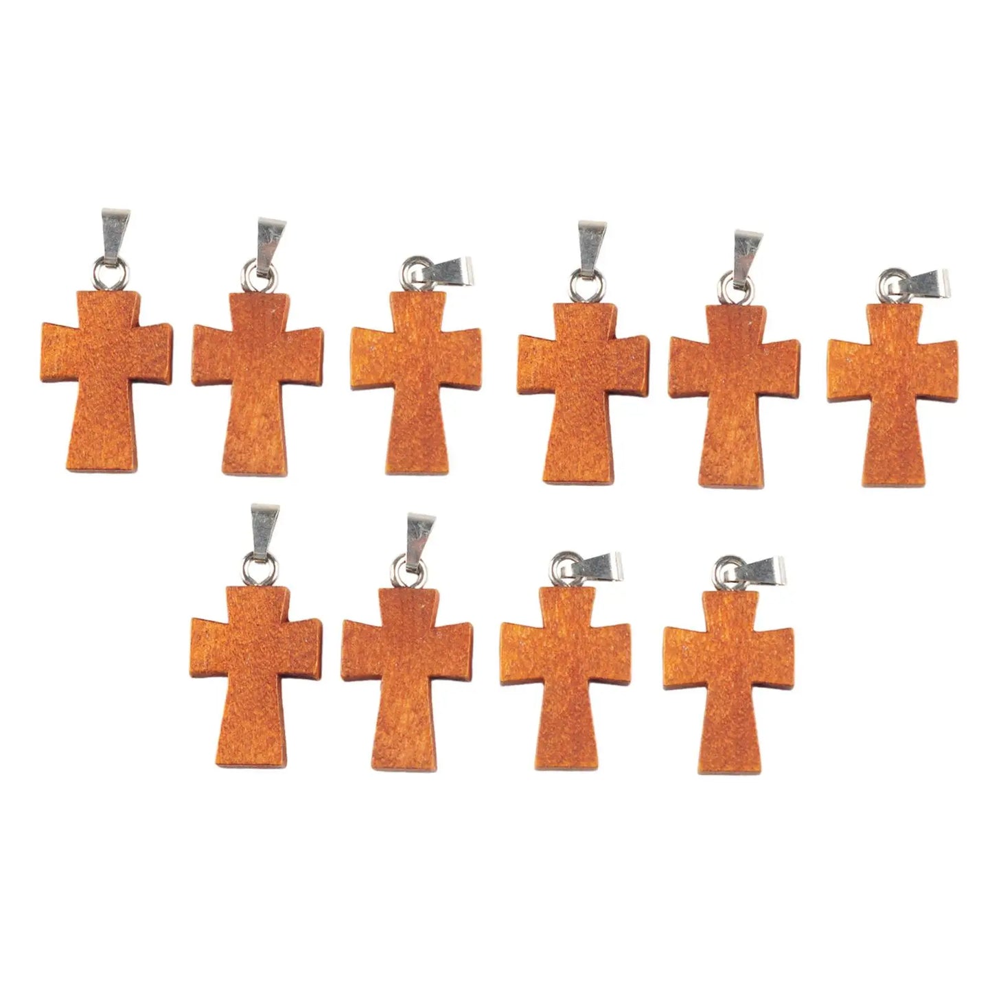10x Mini Wooden Cross Pendants – DIY Christian Jewelry Charms & Craft Supplies