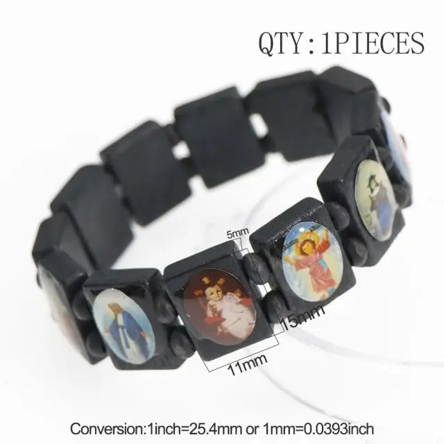 Natural Wooden Rosary Bracelet – Virgin Mary & Jesus Catholic Faith Jewelry (Unisex Religious Gift)