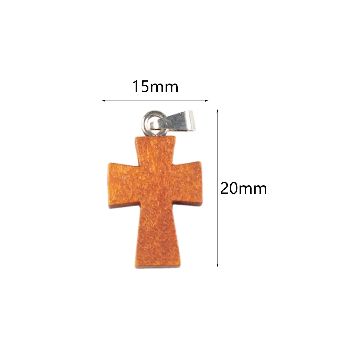 10x Mini Wooden Cross Pendants – DIY Christian Jewelry Charms & Craft Supplies