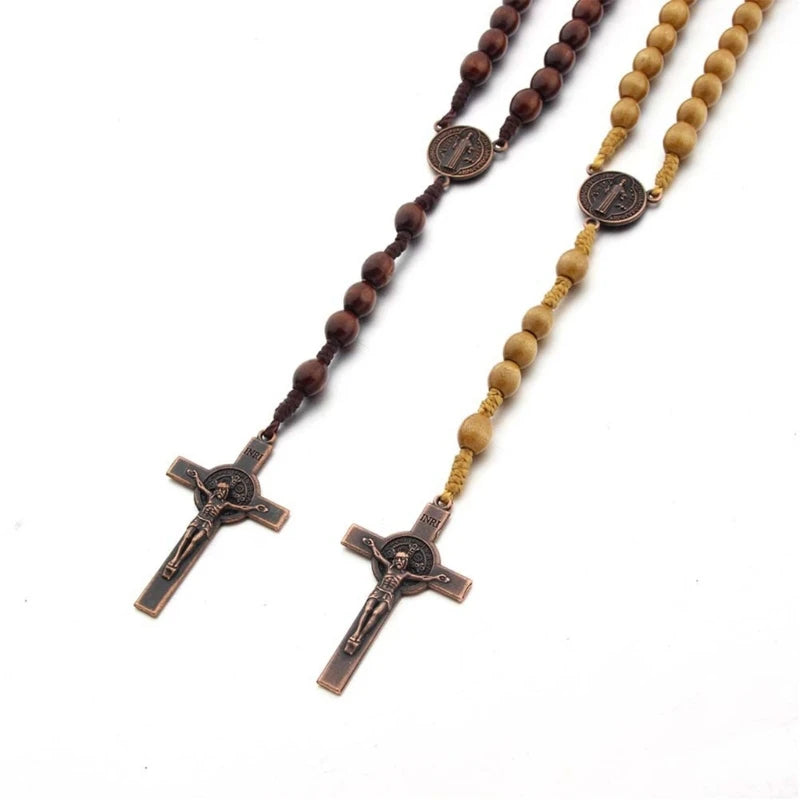 Handmade Wooden Rosary Necklace – Catholic Prayer Chain for Men & Women (Faith Jewelry Gift)