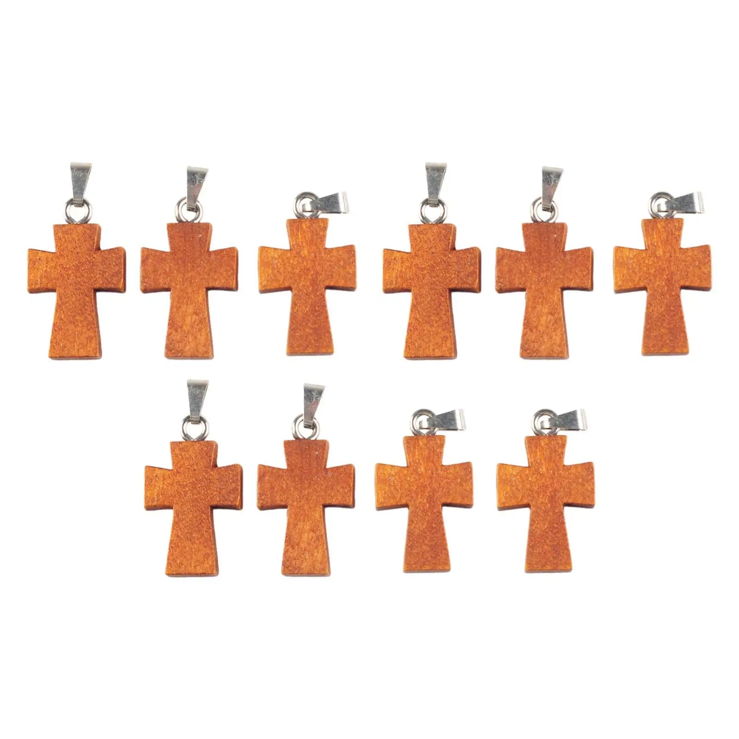 10x Mini Wooden Cross Pendants – DIY Christian Jewelry Charms & Craft Supplies