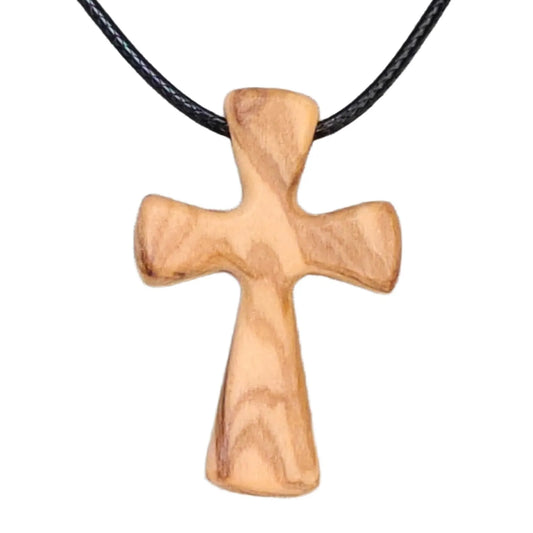 Vintage Olive Wood Cross Pendant – Handmade Jesus Talisman Necklace (Christian Faith Jewelry Gift)