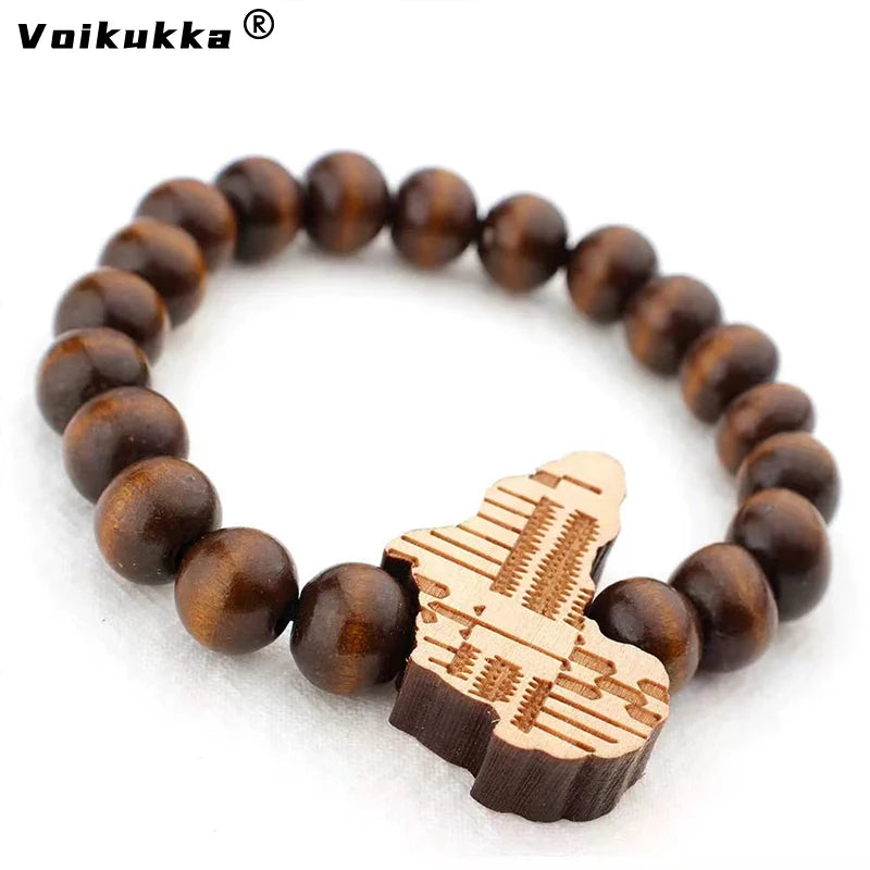 Voikukka Handmade Wooden Cross Bracelet – African Map Beaded Faith Jewelry (Unisex)