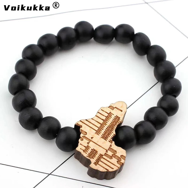 Voikukka Handmade Wooden Cross Bracelet – African Map Beaded Faith Jewelry (Unisex)