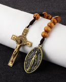 Wooden One-Decade Pocket Rosary – Crucifix & Our Lady Medalla Milagrosa Charm (Exorcism Cross Prayer Beads)