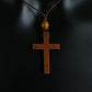 Handcrafted Wooden Cross Necklace – Adjustable Catholic Pendant for Men & Women (Retro Faith Jewelry)
