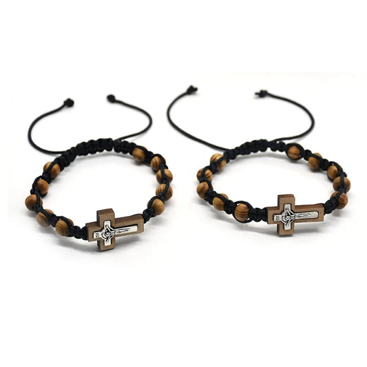 Handcrafted Wooden Cross Bracelet – Adjustable Christian Jewelry for Women