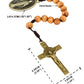 Wooden One-Decade Pocket Rosary – Crucifix & Our Lady Medalla Milagrosa Charm (Exorcism Cross Prayer Beads)