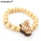 Voikukka Handmade Wooden Cross Bracelet – African Map Beaded Faith Jewelry (Unisex)