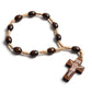 Catholic Wooden Rosary Finger Bracelet – Mini Cross Beads for Baptism, Communion & Gifts