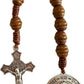 Saint Benedict Wooden Rosary Necklace – 9-Inch Pocket Prayer Beads with Crucifix & Medalla de San Benito