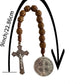 Saint Benedict Wooden Rosary Necklace – 9-Inch Pocket Prayer Beads with Crucifix & Medalla de San Benito