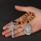 Wooden One-Decade Pocket Rosary – Crucifix & Our Lady Medalla Milagrosa Charm (Exorcism Cross Prayer Beads)