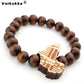 Voikukka Handmade Wooden Cross Bracelet – African Map Beaded Faith Jewelry (Unisex)