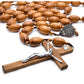 QIGO Large Wooden Wall Rosary Necklace – Long Cross Pendant with Beads (Catholic Religious Jewelry Décor)