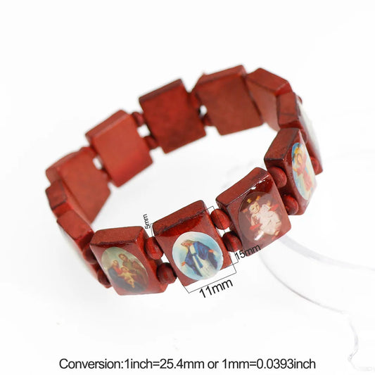 Natural Wooden Rosary Bracelet – Virgin Mary & Jesus Catholic Faith Jewelry (Unisex Religious Gift)
