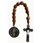 Saint Benedict Wooden Rosary Necklace – 9-Inch Pocket Prayer Beads with Crucifix & Medalla de San Benito