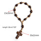 Catholic Wooden Rosary Finger Bracelet – Mini Cross Beads for Baptism, Communion & Gifts