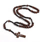 Catholic Wooden Rosary Necklace – Crucifix Cross Pendant on Braided Rope Chain (Men & Women Prayer Jewelry)