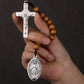 Wooden One-Decade Pocket Rosary – Crucifix & Our Lady Medalla Milagrosa Charm (Exorcism Cross Prayer Beads)